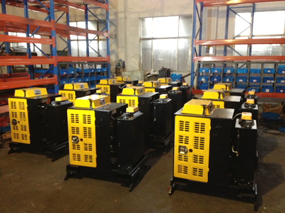 Groups of power packs waiting for shipping.